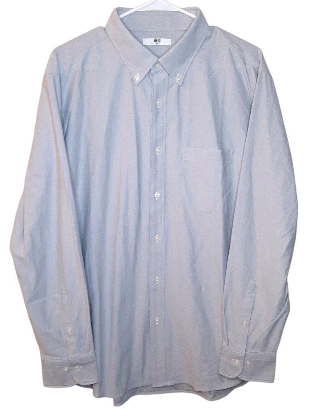 Uniqlo Shirt Gray Men Size XXL Button Down Casual Long Sleeve Cotton Blend